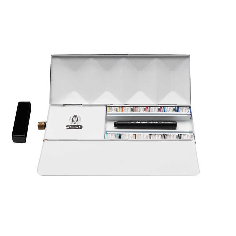 Schmincke, Horadam metals box with water container, 24 x 1/2 Pan